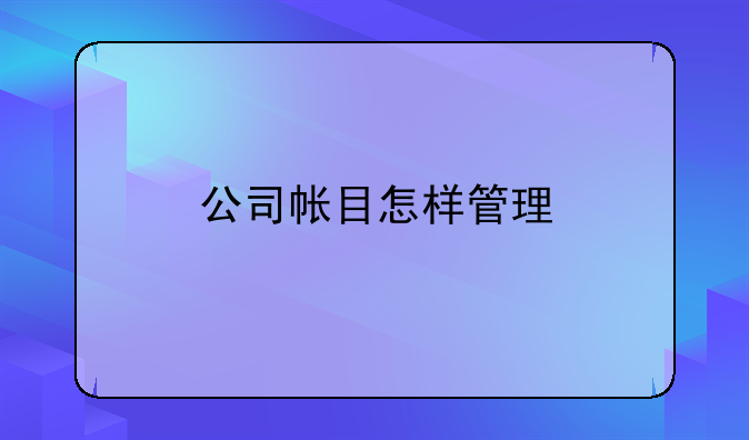 公司帳目怎樣管理