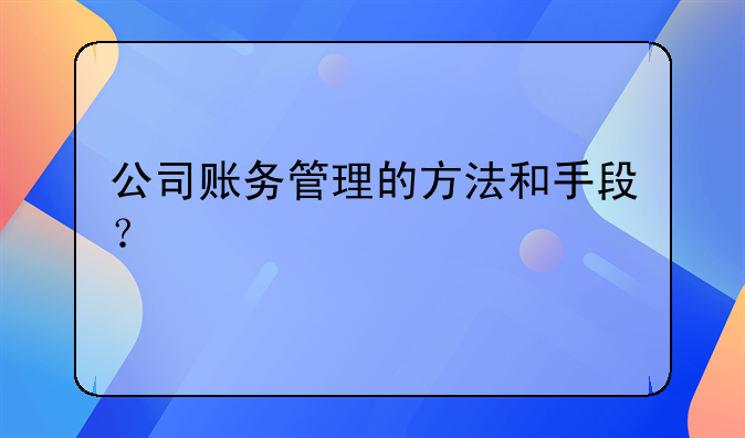 公司賬務(wù)管理的方法和手段？