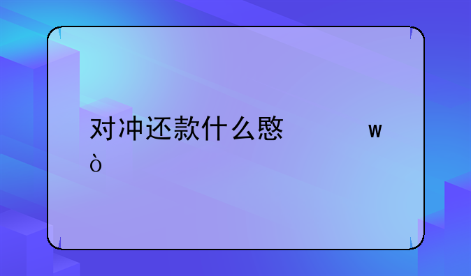 對沖還款什么意思？