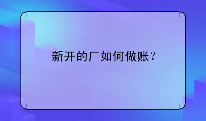 新開(kāi)的廠如何做賬？