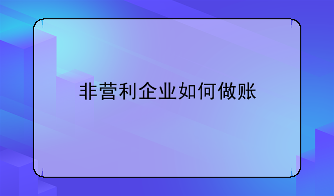 非營利企業(yè)如何做賬