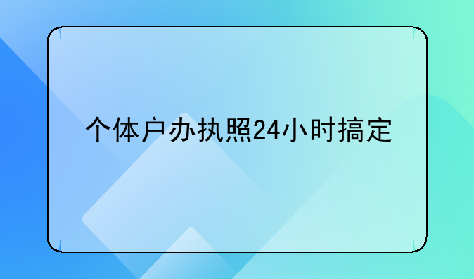 個體戶辦執(zhí)照24小時搞定