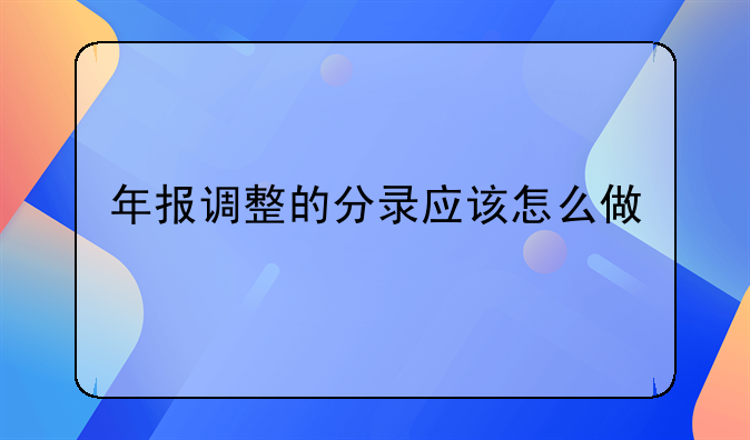 年報(bào)調(diào)整的分錄應(yīng)該怎么做