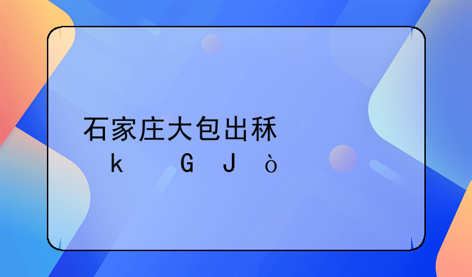 石家莊大包出租車多少錢？