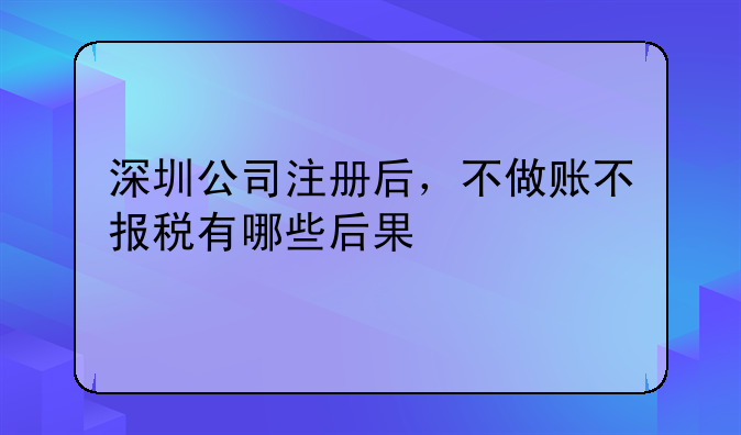 深圳公司注冊后，不做賬不報稅有哪些后果