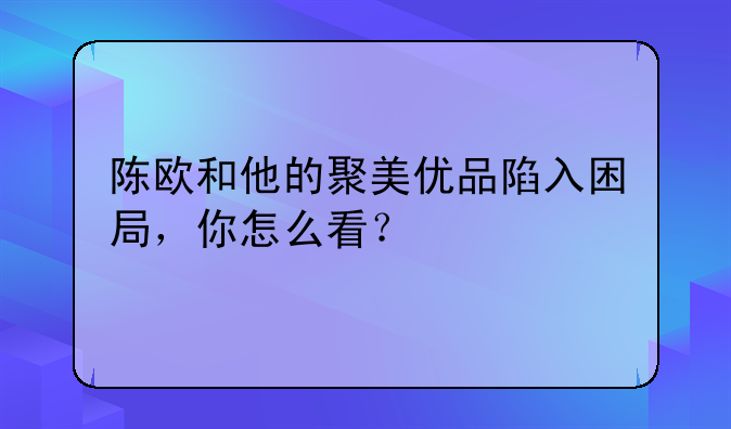 新媒體運(yùn)營(yíng)是什么、陳歐和他的聚美優(yōu)品陷入困局，你怎么看？