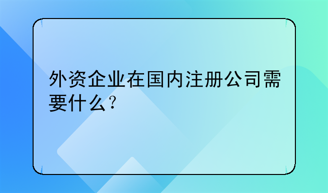 外資企業(yè)在國內(nèi)注冊公司需要什么？