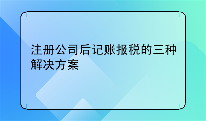 注冊(cè)公司后記賬報(bào)稅的三種解決方案