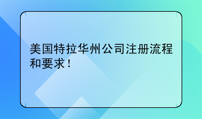 美國(guó)特拉華州公司注冊(cè)流程和要求！