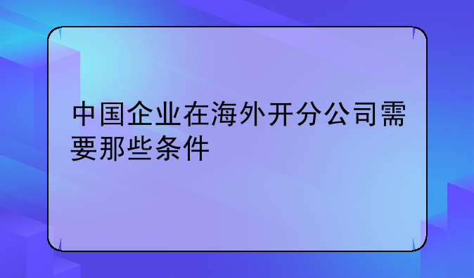 中國企業(yè)在海外開分公司需要那些條件