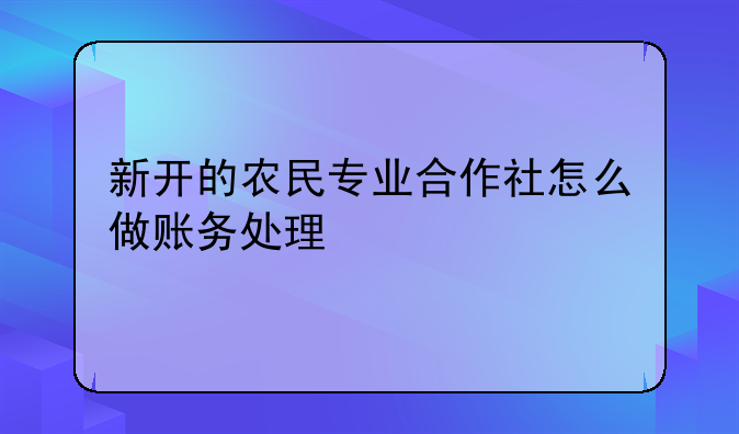 新開的農(nóng)民專業(yè)合作社怎么做賬務(wù)處理