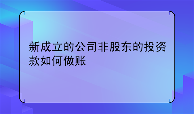 新成立的公司非股東的投資款如何做賬