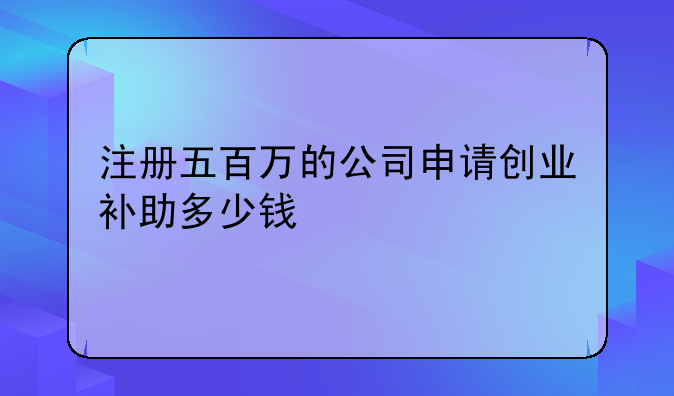注冊(cè)五百萬(wàn)的公司申請(qǐng)創(chuàng)業(yè)補(bǔ)助多少錢(qián)