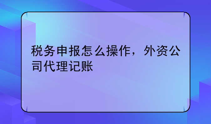 稅務(wù)申報怎么操作，外資公司代理記賬