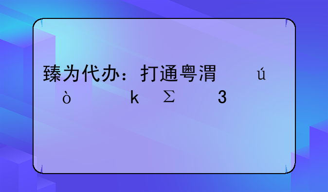臻為代辦：打通粵港澳企業(yè)注冊(cè)全流程