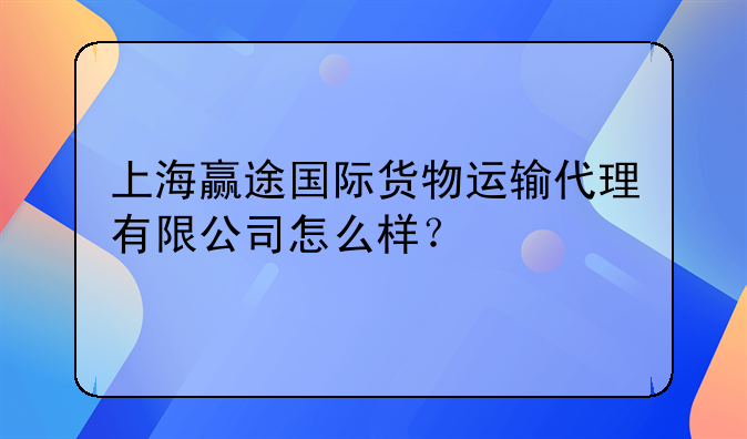 上海維真商務(wù)咨詢有限公司怎么樣？ 上海贏途國際貨物運(yùn)輸代理有限公