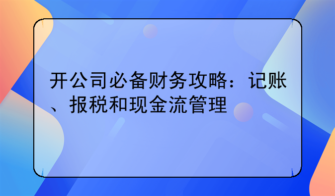 開公司必備財(cái)務(wù)攻略：記賬、報(bào)稅和現(xiàn)金流管理