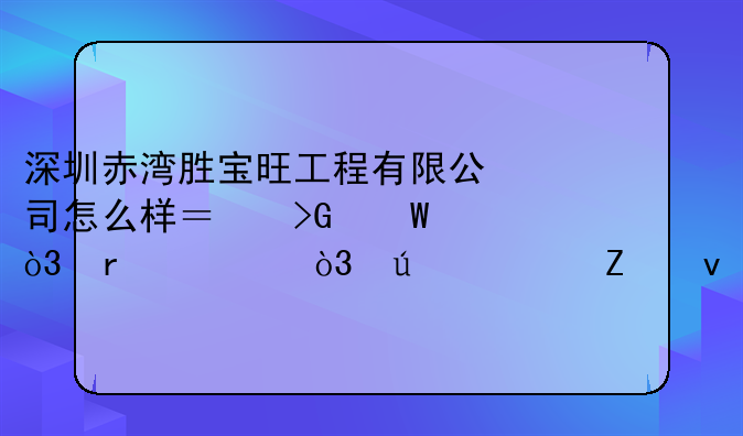 深圳赤灣勝寶旺工程有限公司怎么樣？發(fā)展，機遇，待遇方面